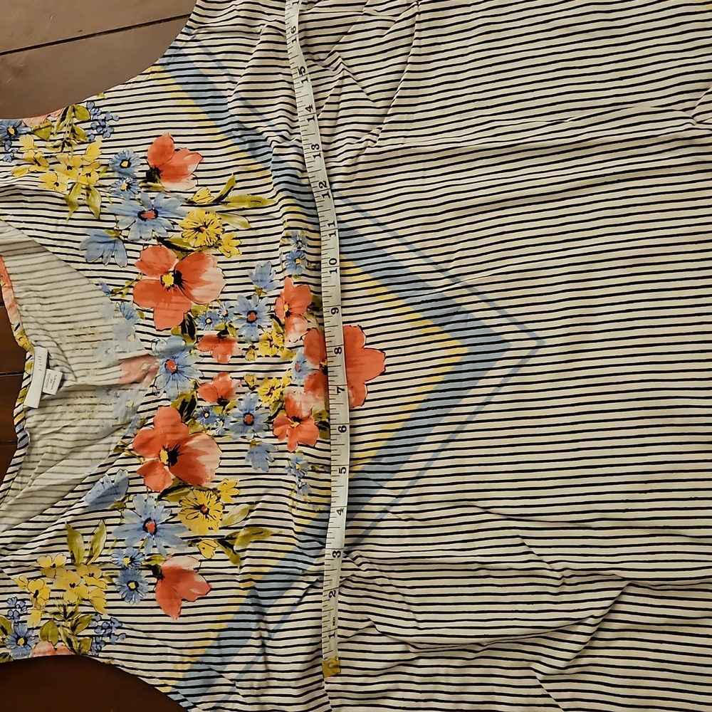 J. Jill Black and White Striped Midi Dress with Floral Accents - Picture 12 of 16